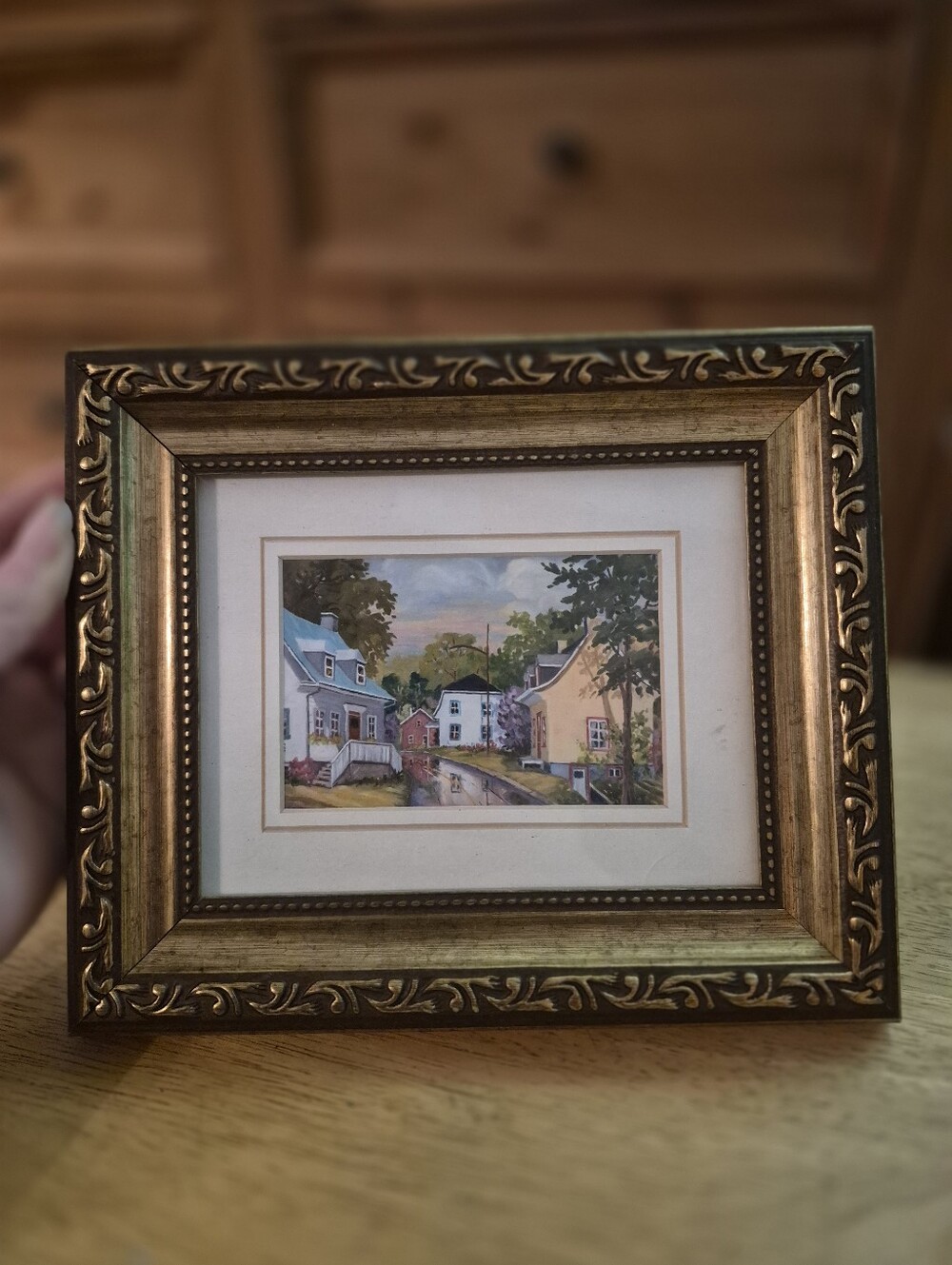 Vintage A.P. Dedula Framed Hand-Colored Art Print Under Glass